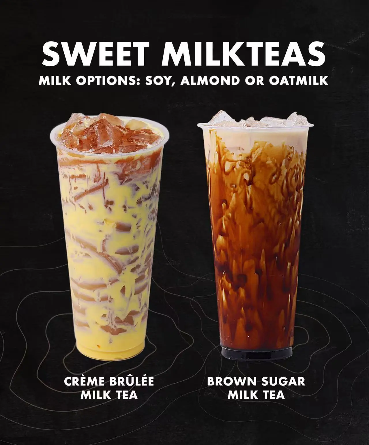 QTea-Bar-Milk-Tea-&-Ice-Cream-Shop-Sweet-Milkteas-Oakland Sweet Milkteas - Two flavors of milk tea with unique toppings at QTea Bar, a Milk Tea & Ice Cream Shop in Oakland